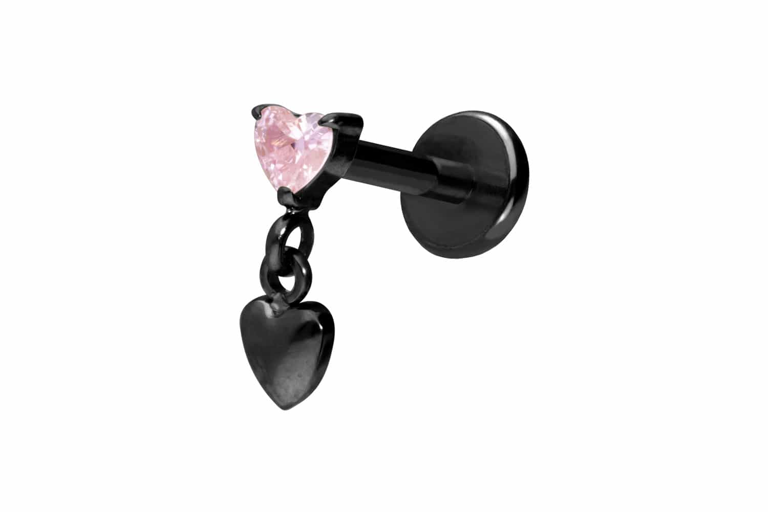 Titan Labret Piercing mit Push Fit 2 HERZEN